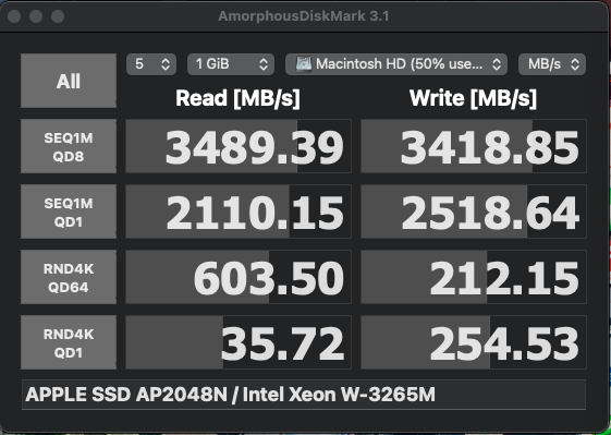 macOS 的專業硬碟速度測試軟體 - AmorphousDiskMark